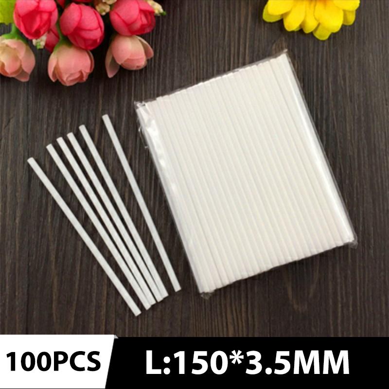 100 Plastic Lollipop Sticks Food Grade White Tube Candy Baking Plastic Sticks
