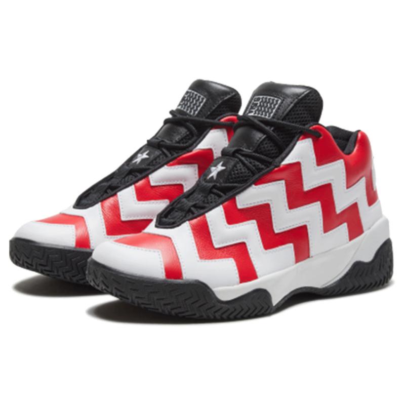 Converse Basketball Stripe Colour-Blocking Casual Comfortable Non-Slip Mid Top Vintage Basketball Shoes Women's White Red