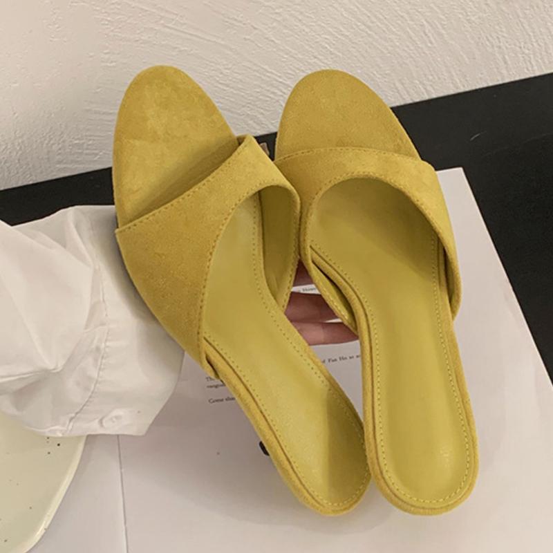 Summer Fashion Thin Low Heels Slippers Women Round Open Toe Beach Casual Sandal Female Mules Slides Shoes Zapatos De Mujer