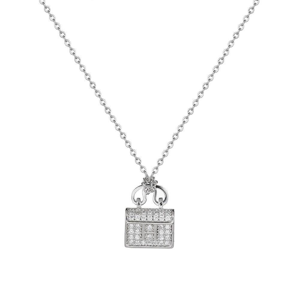 

Hot Seiko ins Wind H Letter Bag Necklace Raw Fashion Seiko Quality Full Diamond Clavicle Chain платиновий