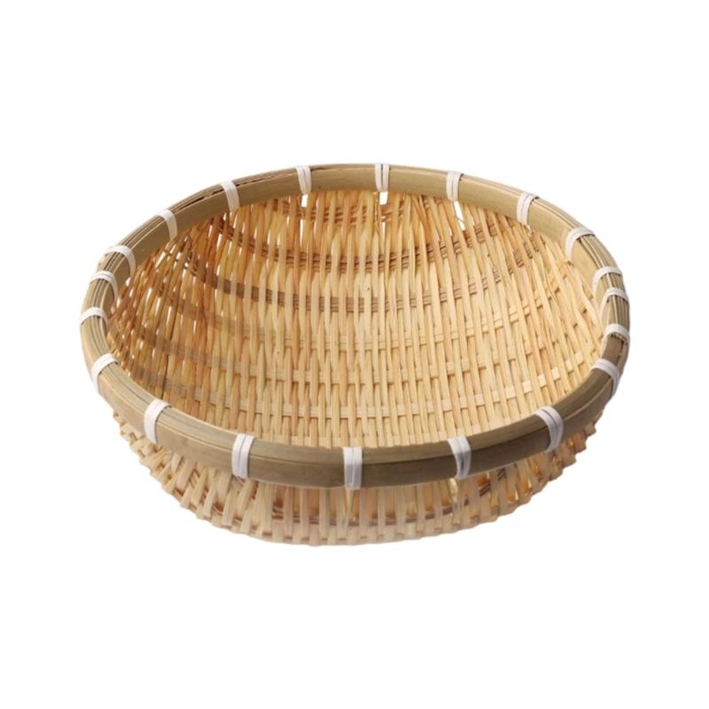 Natural Handwoven Bamboos Storage Basket for Multipurpose Kitchen Use Fruit and Nut Container with Nonslip Bottom