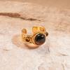 Tiger's eye pleated irregular round open ring personalized niche unique jewelry