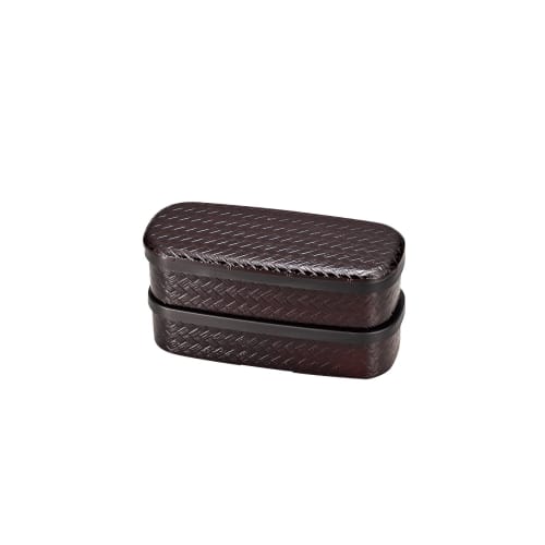 Tatsumiya HAKOYA Japanese-Made Bento Box, Two-Tier, 580ml, Ajiro Tango, Brown