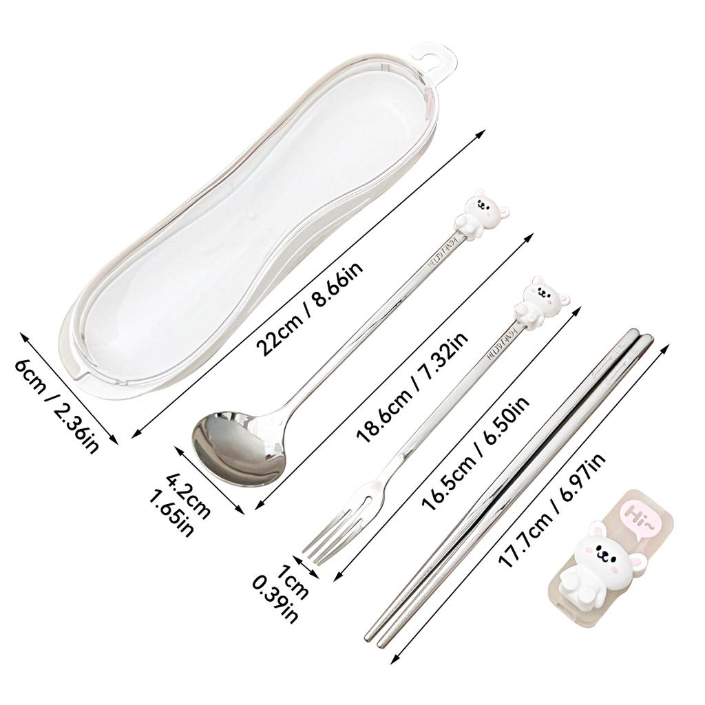 New Portable Cute Dinnerware Sets 316 Stainless Steel Fork Spoon Chopstick Set With Cutlery Box Reusable Tableware Set