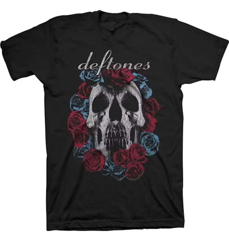 New Authentic Deftones Skull amp Rose Heavy Metal Band Black TShirt SML2XL Unisex T-Shirt S