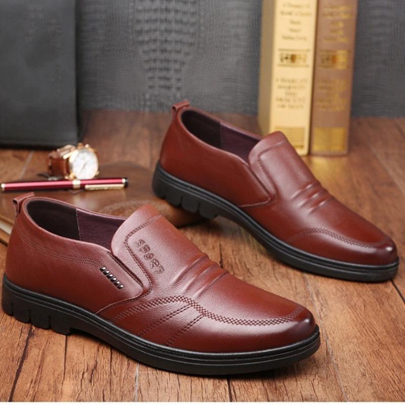 Men's Leather Shoes New Black Soft Bottom Anti Slip and Breath Shoes Men's Business Dress Casual Zapatos Luxury Light Flat
