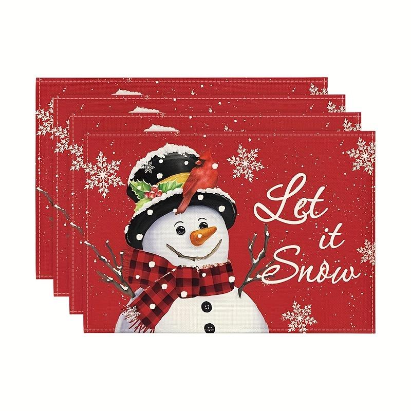 4-Piece Winter Solstice Christmas Pine Snow Placemat Set Winter Solstice Gathering Christmas Party Home Decor 4PCS