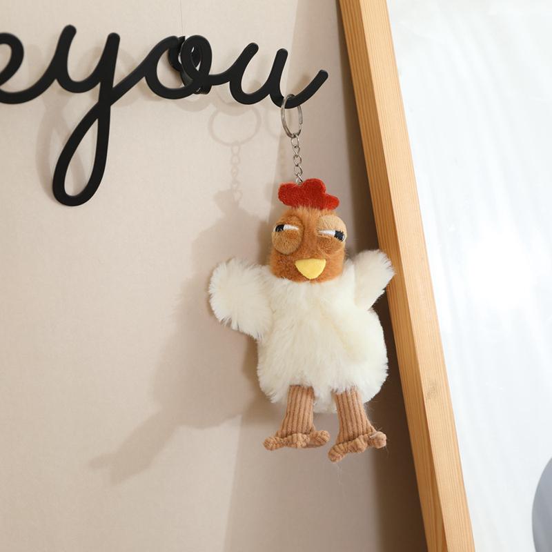 Cartoon Chicken Plush Keychain Bag Pendant Hanging Decoration Mini Stuffed Toy Hen Rooster Doll Ornament Car Keyring Kids Gift