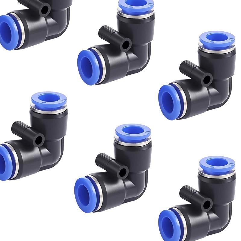 10/50Pcs PV Quick Connector Pneumatic Plug 90 Degree Elbow Plastic Quick Fitting 4mm/6mm/8mm/10mm Air Parts Pipe Push In Water Ventilation Valves 4