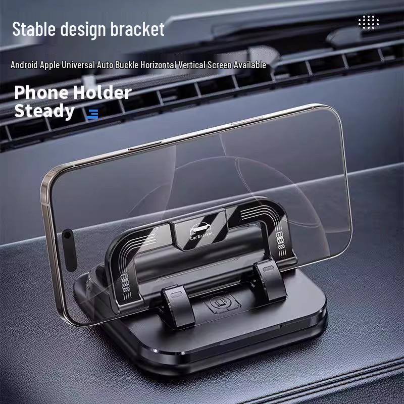 Dual Car Holder: Foldable Dashboard Mount & Rotating Phone/Number Plate Holder for Navigation