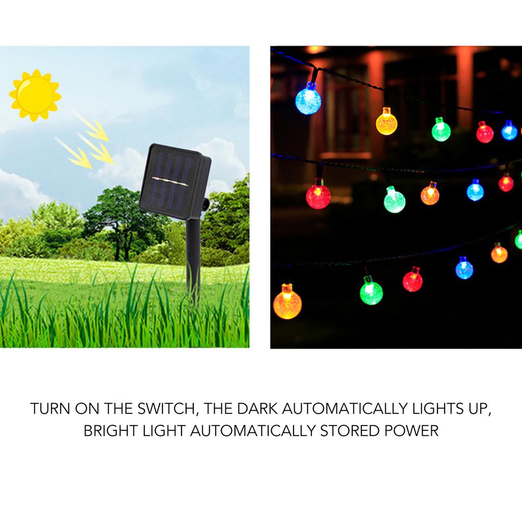 Outdoor Solar String Lights Decorative 8 Modes Waterproof 21.3ft 30 Bulbs LED Solar String Lights for Garden Patio Yard