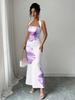 2026 European and American women's clothing explosive new neck halter long dress hip-wrapped printed dress