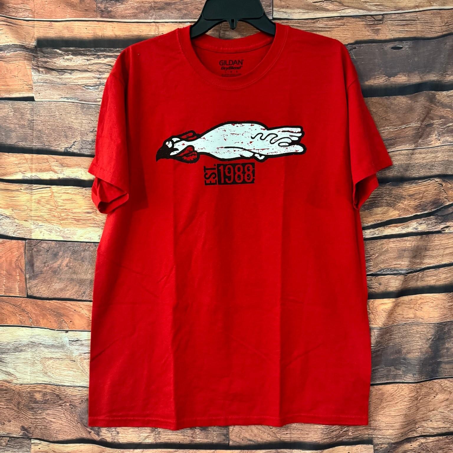 Gildan Men s Red Large DryBlend Chicken Express Graphic Cotton Unisex T-Shirt XXXXL