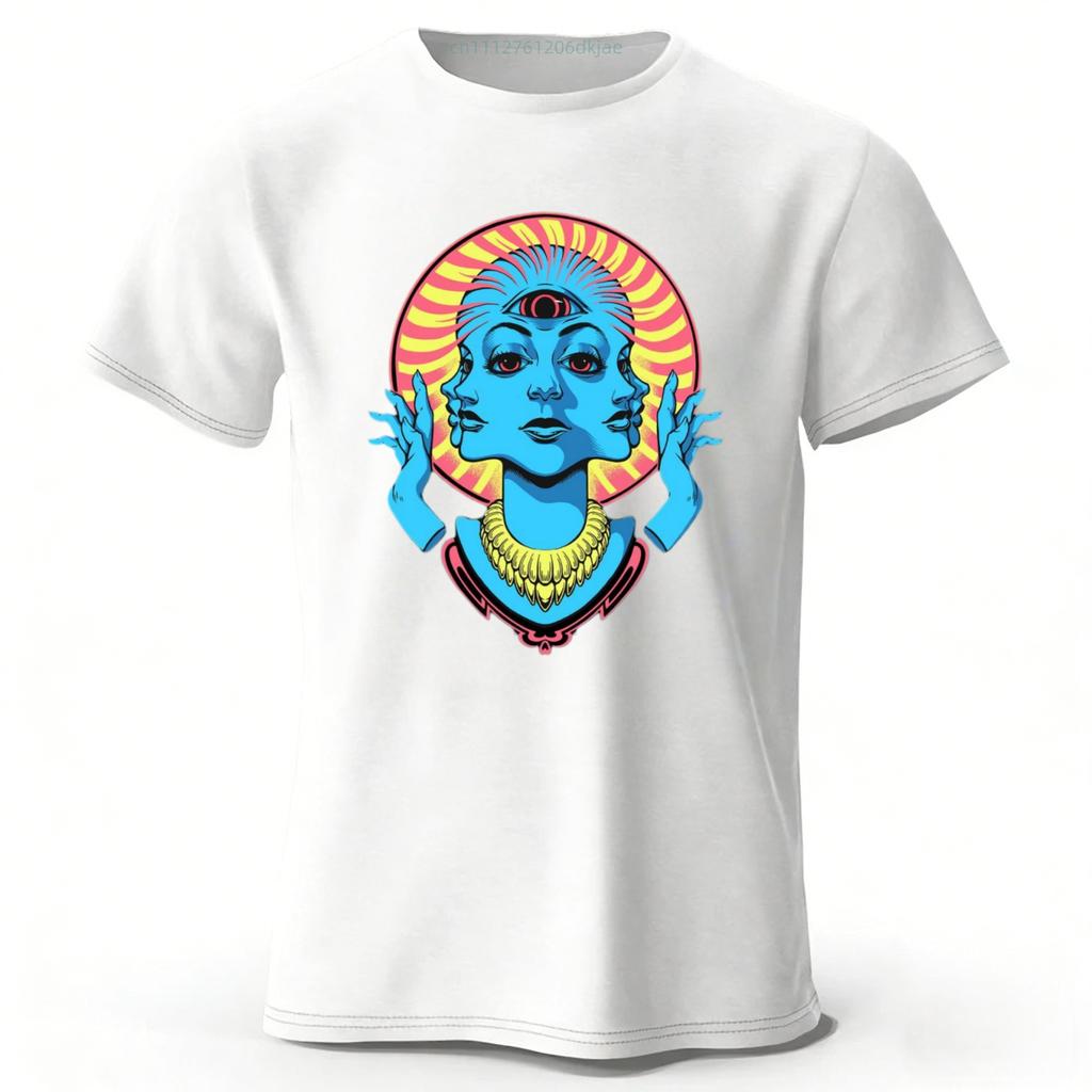 Neon Cyber Vision Creative Printed Cotton Short Sleeved Mens Loose Large Fashion Casual Tshirt Womens Y2K Street Style Top