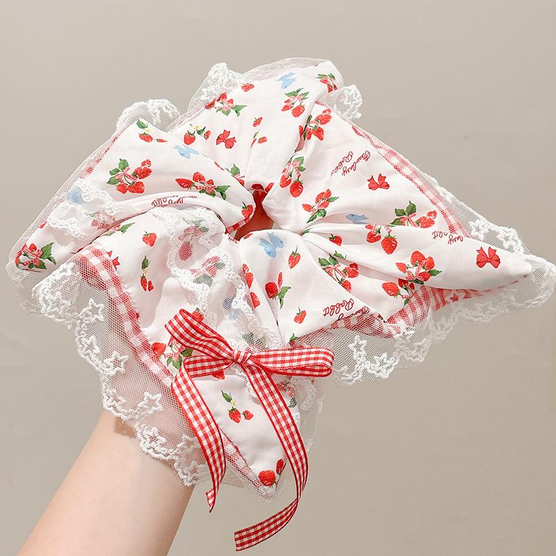 Korean Style Spring/Summer Floral Intestine Hair Scrunchie for Women – Elegant Ponytail Tie and Mori Girl Accessory.