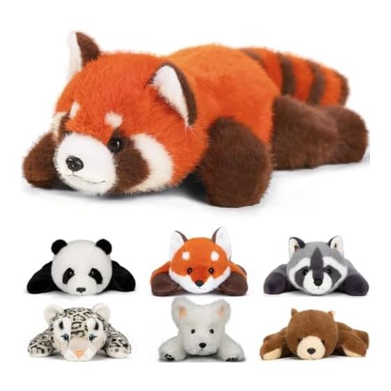 Homehalo Plush Red Panda Body Pillow, Small, Cute, Fluffy, Weighted, Soothing Body Pillow, Comfortable, Fluffy, Sleeping Pillow, Funny, Birthday