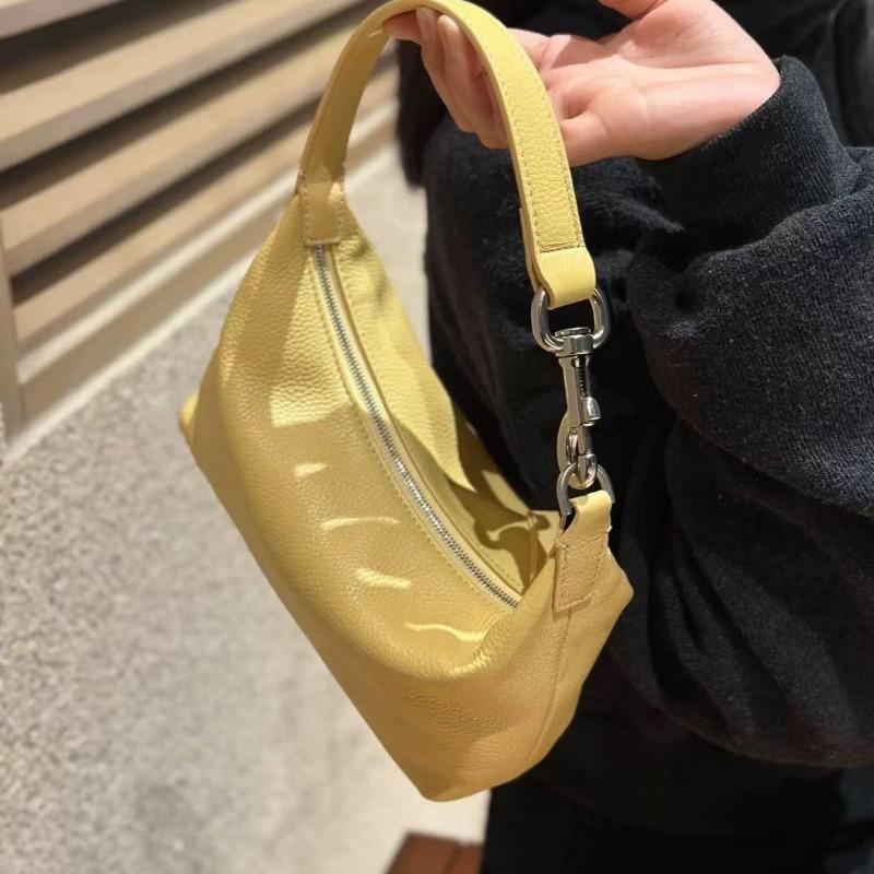 Japanese and Korean simple and high-texture first-layer cowhide hobo lunch box bento bag portable shoulder underarm crossbody women's bag casual
