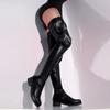Сексуальні високі чоботи на стегно Жіночі чоботи вище коліна Взуття з круглим носком Нічний клуб Танці Жіноче взуття Довгі чоботи Великий розмір