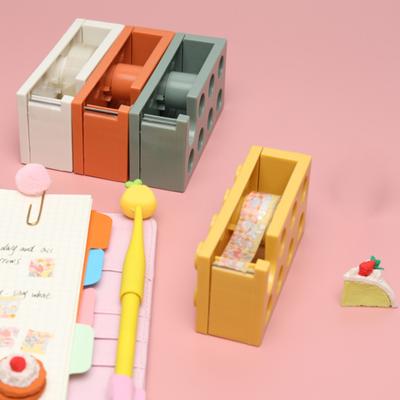 Toy Bricks Design Masking Tape Cutter Labor-saving Plastic Storage Organizer Tape Holder School Supplies