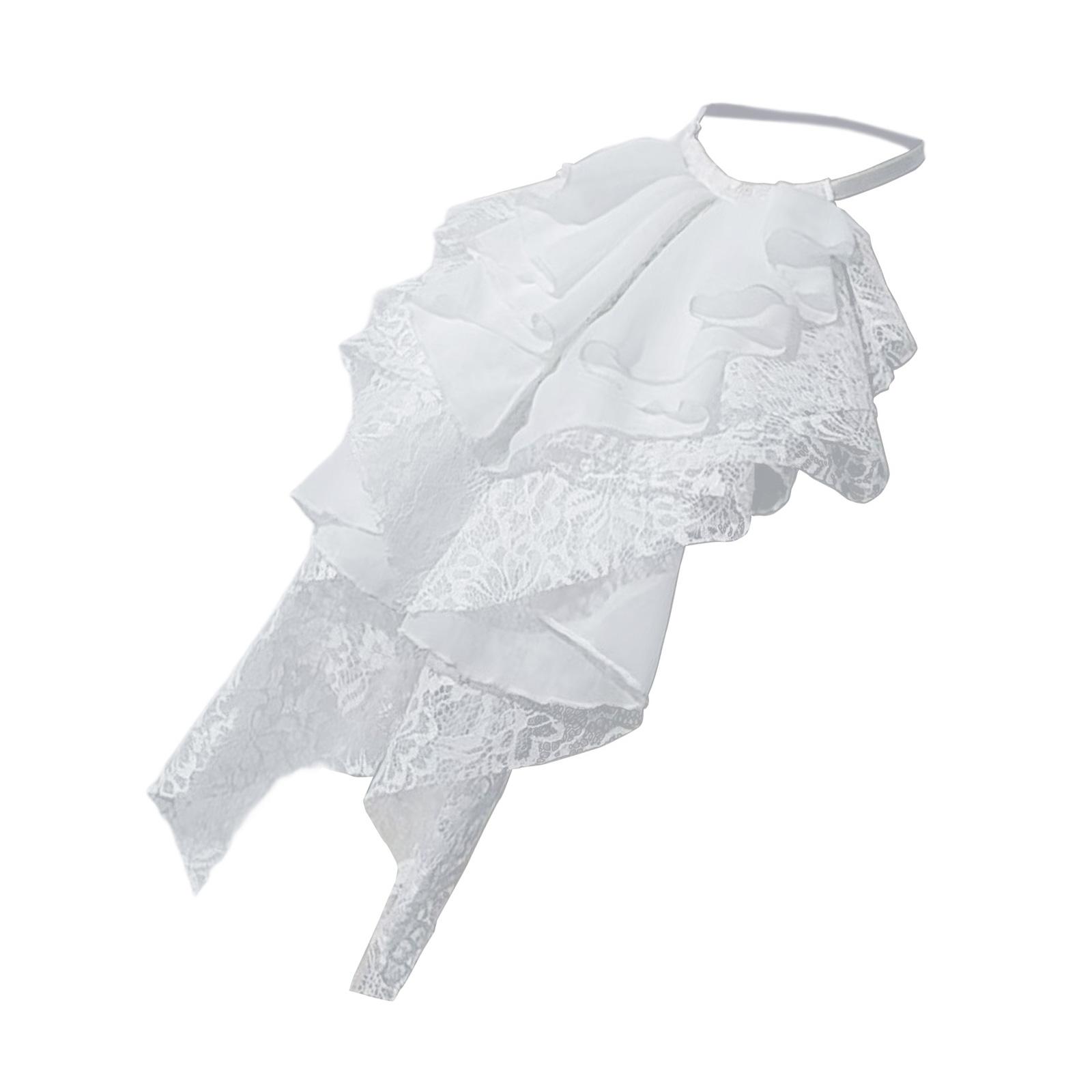 

Ренессансный богато украшенный многослойный кружевной жабо с оборками, манишка, галстук для исторического косплей-костюма белый