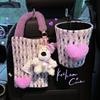 Hanging Car Mounted Garbage Bin Love pattern Auto Seat Back Storage Bag  for Hanging items