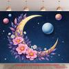 2D Whimsical Moon and Floral Banner for Baby Shower and Events