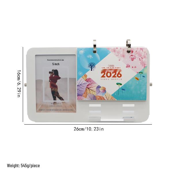 

2026 Elegant New Style Desktop Calendar & Notepad with Photo Frame Without Calendar