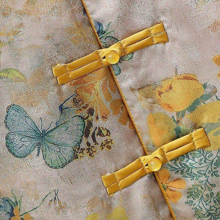 Retro style fashion top autumn new improved buckle vest spring vest jacquard