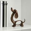 Backyard Metal Animal Statue Vintage Iron Dachshund Figurine, Cute Puppy Sculpture, Artistic Rustic Balcony Craft Dog for Outdoor Garden Indoor Table