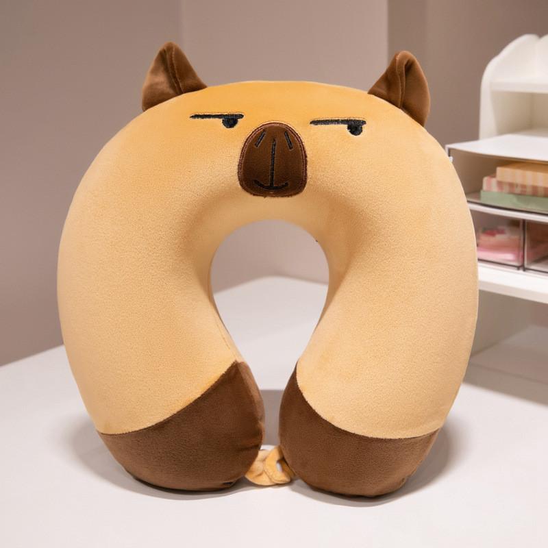 U Shaped Capybara Neck Pillow Plush Toy Travel Portable Stuffed Gifts Dolls