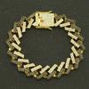 15MM Paved Rhinestones Prong Cuban Link Chain Bracelet for Men Women Bling Iced Out Cuban Bracelet Hip Hop Rapper Jewelry Gift
