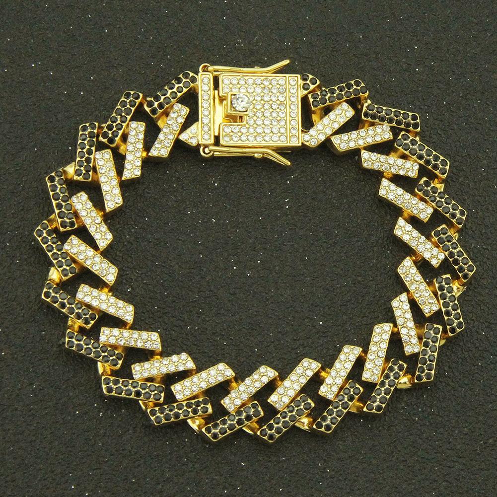 15MM Paved Rhinestones Prong Cuban Link Chain Bracelet for Men Women Bling Iced Out Cuban Bracelet Hip Hop Rapper Jewelry Gift