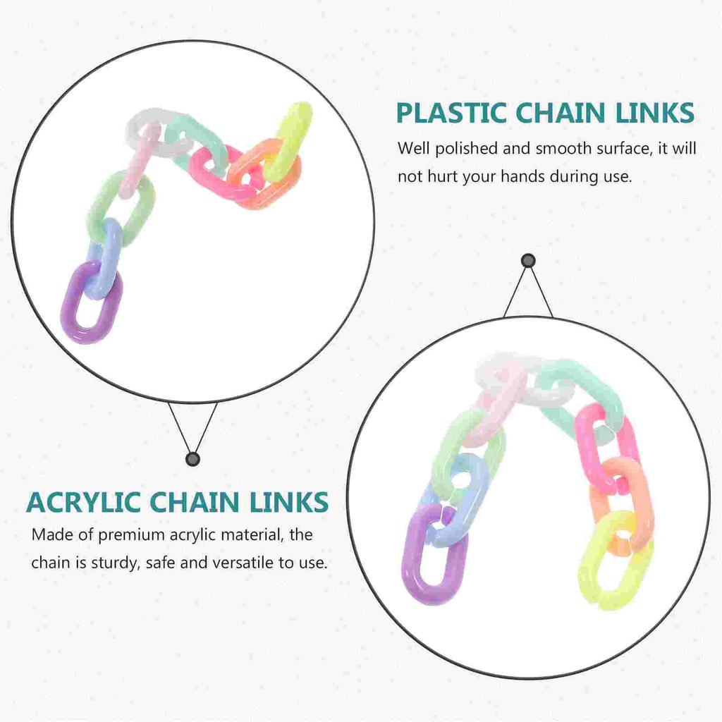 200Pcs Macaron Color Plastic Chain Mobile Phone Chains Diy Acrylic Bag Hanging Accessories Craft Making Components Linking Rings