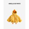 French Arielle De Pinto Girls' Winter Chick Cartoon Coat with Fleece and Thickened Baby Sweater
