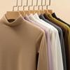 Half High Neck Double-sided German Velvet Base Shirt for Women , with Solid Color and Thick Velvet Inside, Warm Long Sleeved Top