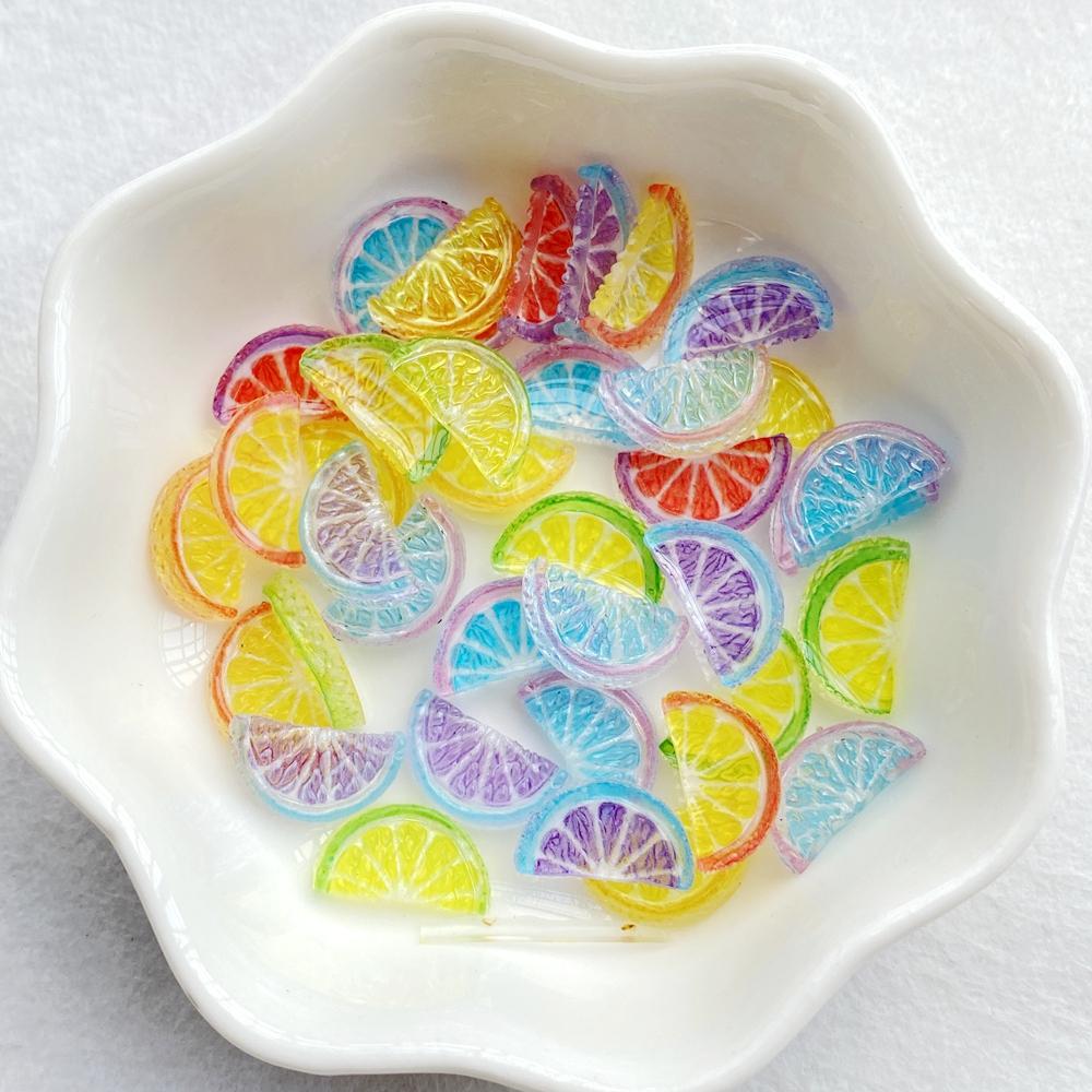 50Pcs Cute Cartoon Mini Colorful Orange Slices Nail Art Resin Designer Charms DIY Craft For Nail 3D Decorations Jewelry
