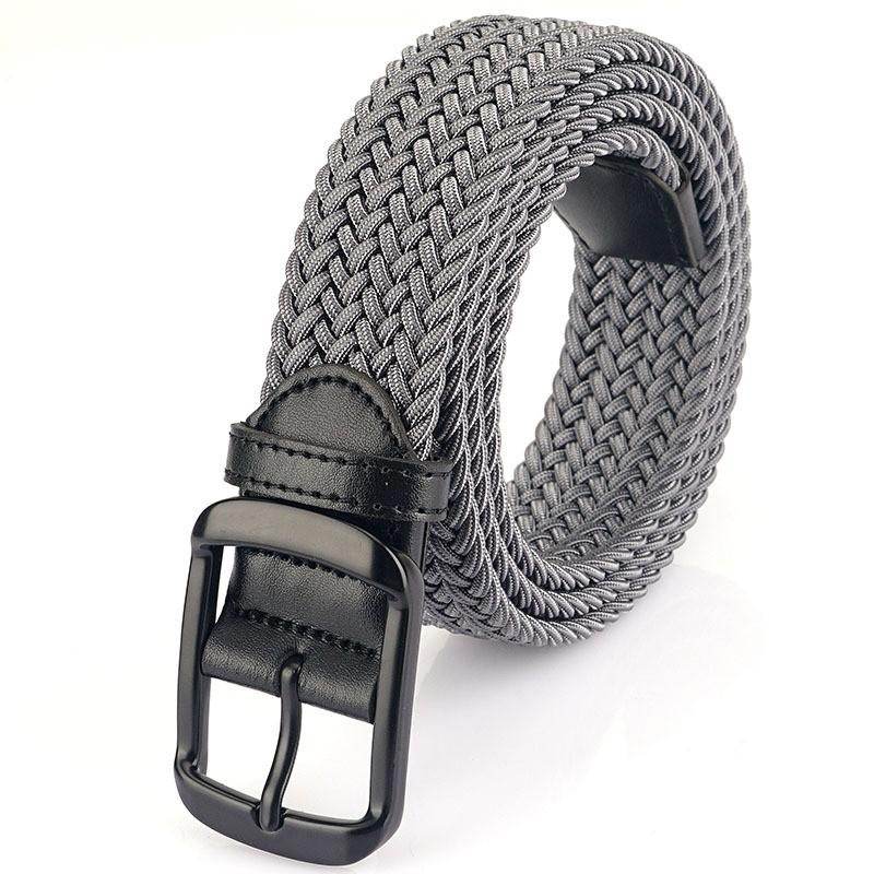 Pin Buckle Men's Knitted Waist Belt Wide Canvas Non-porous Middle-aged Silk Elastic Trousers
