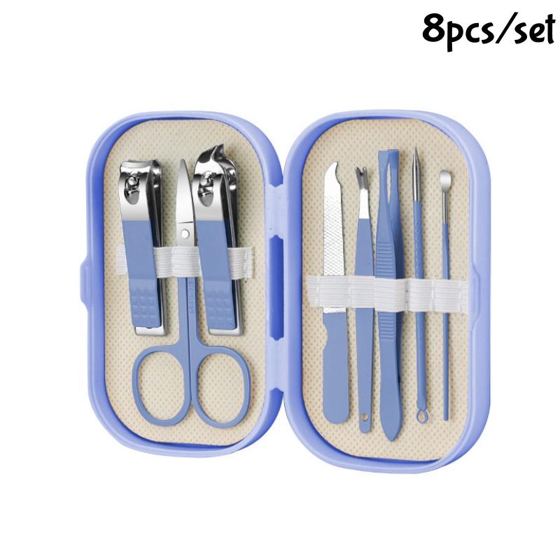 4-14pcs Steel Manicure Pedicure Tool Set Nail Curved Scissors Clippers Dead Skin Remover Ear Digging Spoon Manicure Tools
