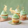 5Pcs Easter Cute Bunny Cake Decoration Gold Acrylic Rabbit Carrot Cupcake Topper Happy Easter Party Dessert Decoration Kids Gift