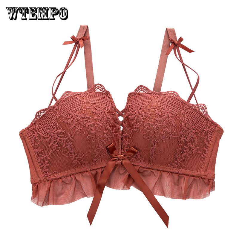 

Бюстгальтер Push Up Бюстгальтеры Половина чашки без спинки Беспроводное кружевное нижнее белье Бюстгальтер Бесшовный бюстгальтер 75B