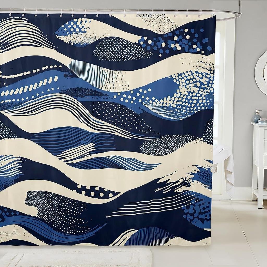 Chinese Ink Painting Shower   Koi Fishes Japanese Bath Curtain for Boys Girls    Shower Curtain Set Kids Bathroom Accessories
