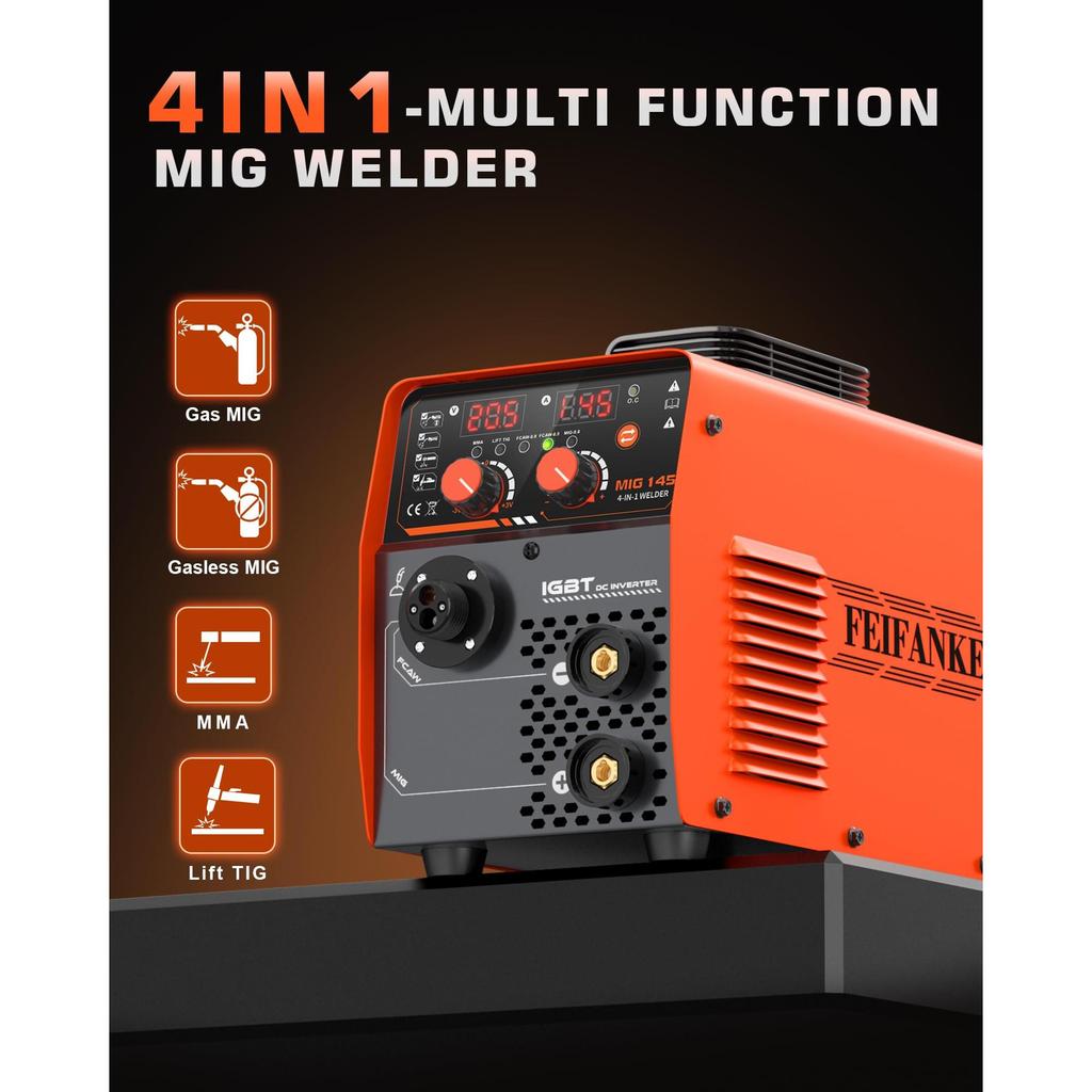 FEIFANKE MIG145 145A Professional Gas Shielded MIG Welder IGBT Inverter with Wire Feeder Solid Wire Flux Core Dual Mode