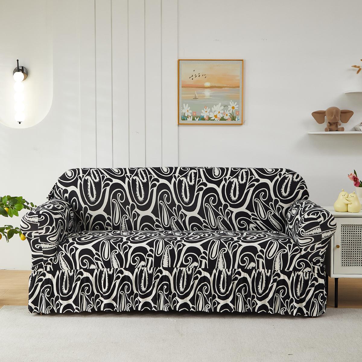 

1 шт. Чехол для дивана с принтом, эластичный, противоскользящий. Простой, современный, всесезонный, пыле- и кошачий.. Выдвижной, моющийся, долговечный. 1-Seater