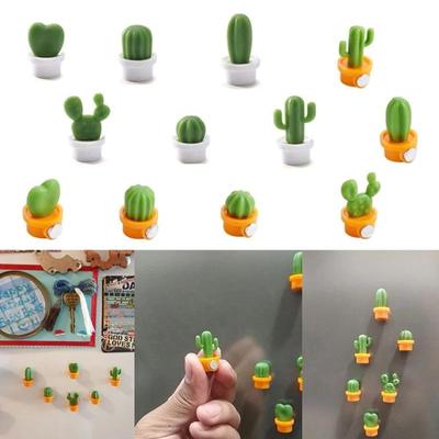 6Pcs/Set 3D Cute Suculenta Planta Ímã Mensagem Adesivo para Cozinha Geladeira Ímã Botão Cactus decoração acessórios