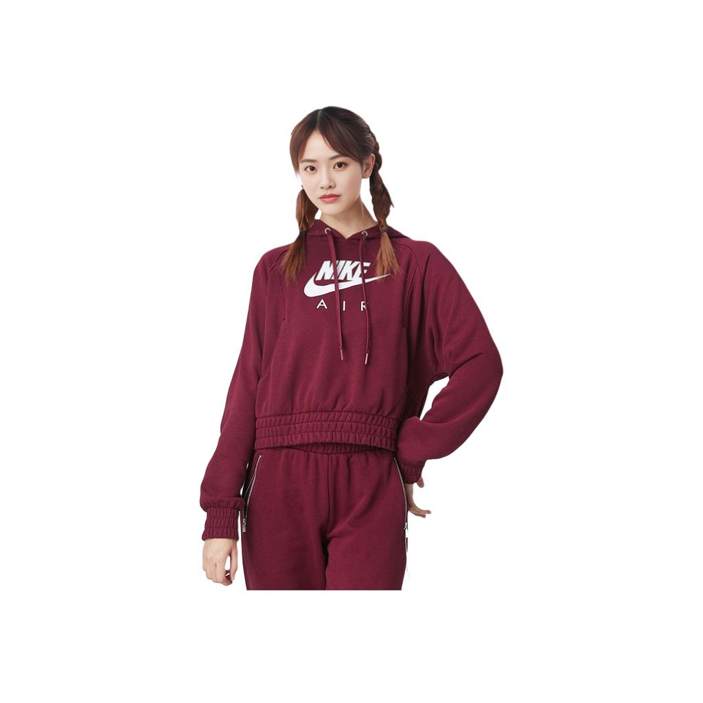 Nike Solid Color Logo Hooded Casual Sports Sweatshirt Women sweatshirt Deep-Maroon CU6562-638