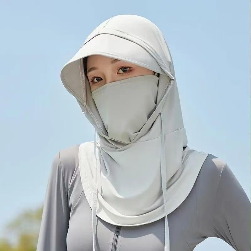 Ice Silk UV Protection Full Face Cover Hood Wide Brim Cooling Touch Breathable for Cycling Golf Outdoor Sports