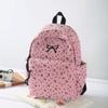 Schoolbag Velvet Backpack Women's High-value Bow Middle School Student Backpack Korean Corduroy Commuting Light Schoolbag