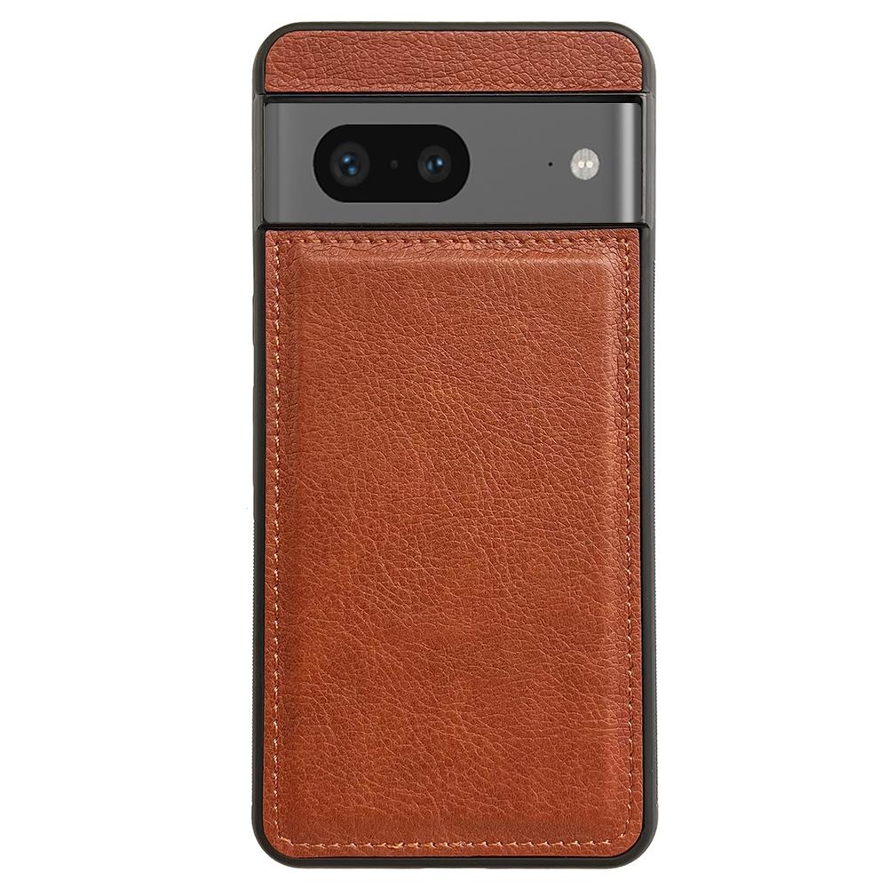 

For Google Pixel 7 5G Protective Case Calf Texture Leather+TPU Phone Cover Brown
