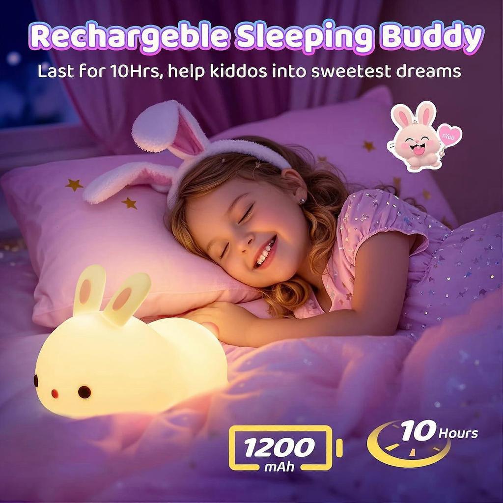 colors cute rabbit children's night light, rechargeable, baby night light, toddler bedroom night light, suitable as a gift