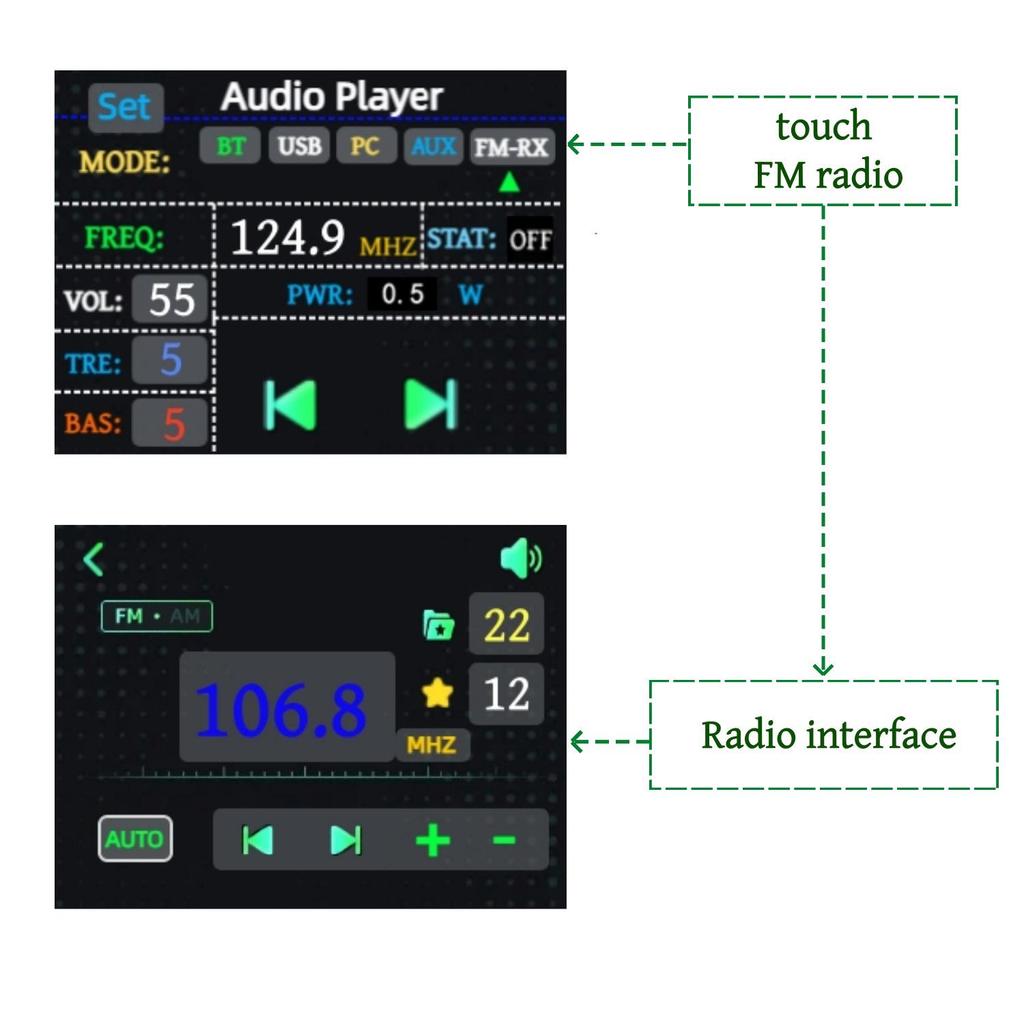 27MHz-125MHz FM Transmitter Radio USB Sound Card Bluetooth Music Player